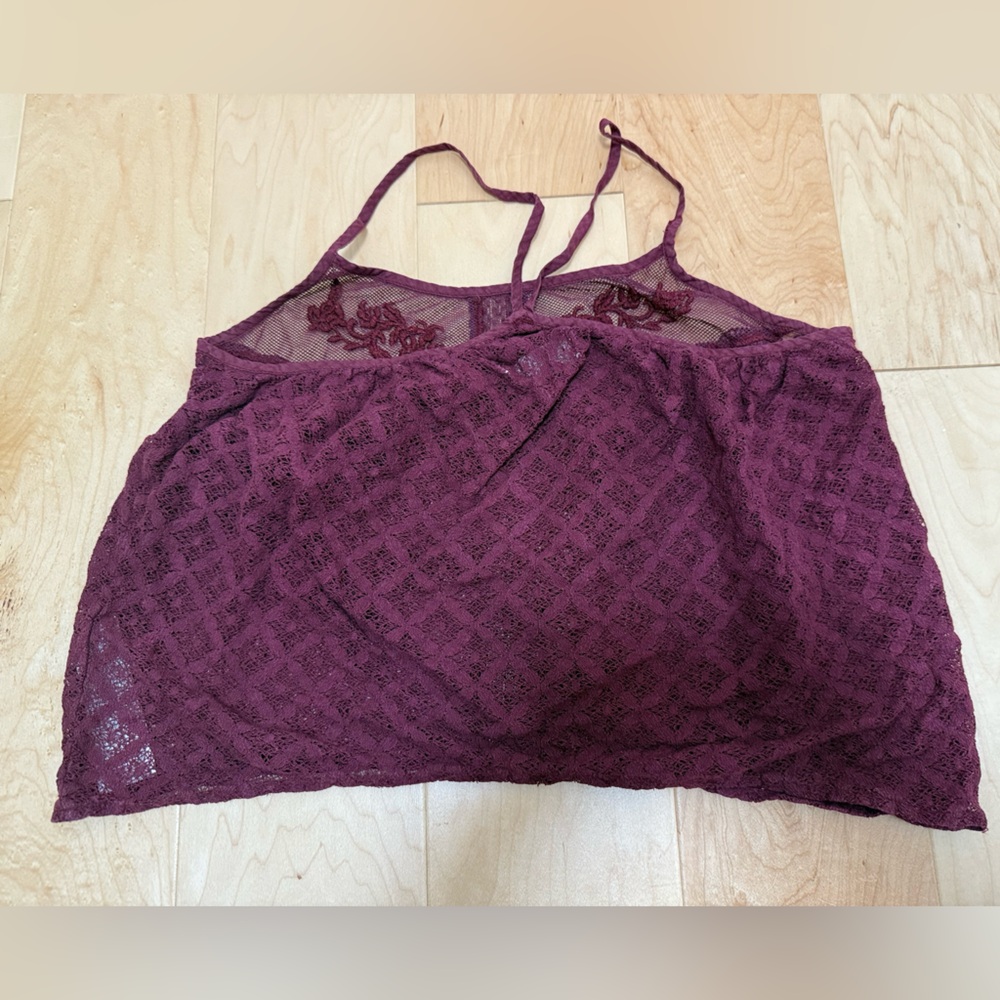 Y2K 90s‎ Abercrombie womens lace top maroon size M dark fairy whismigoth grunge - Picture 6 of 6